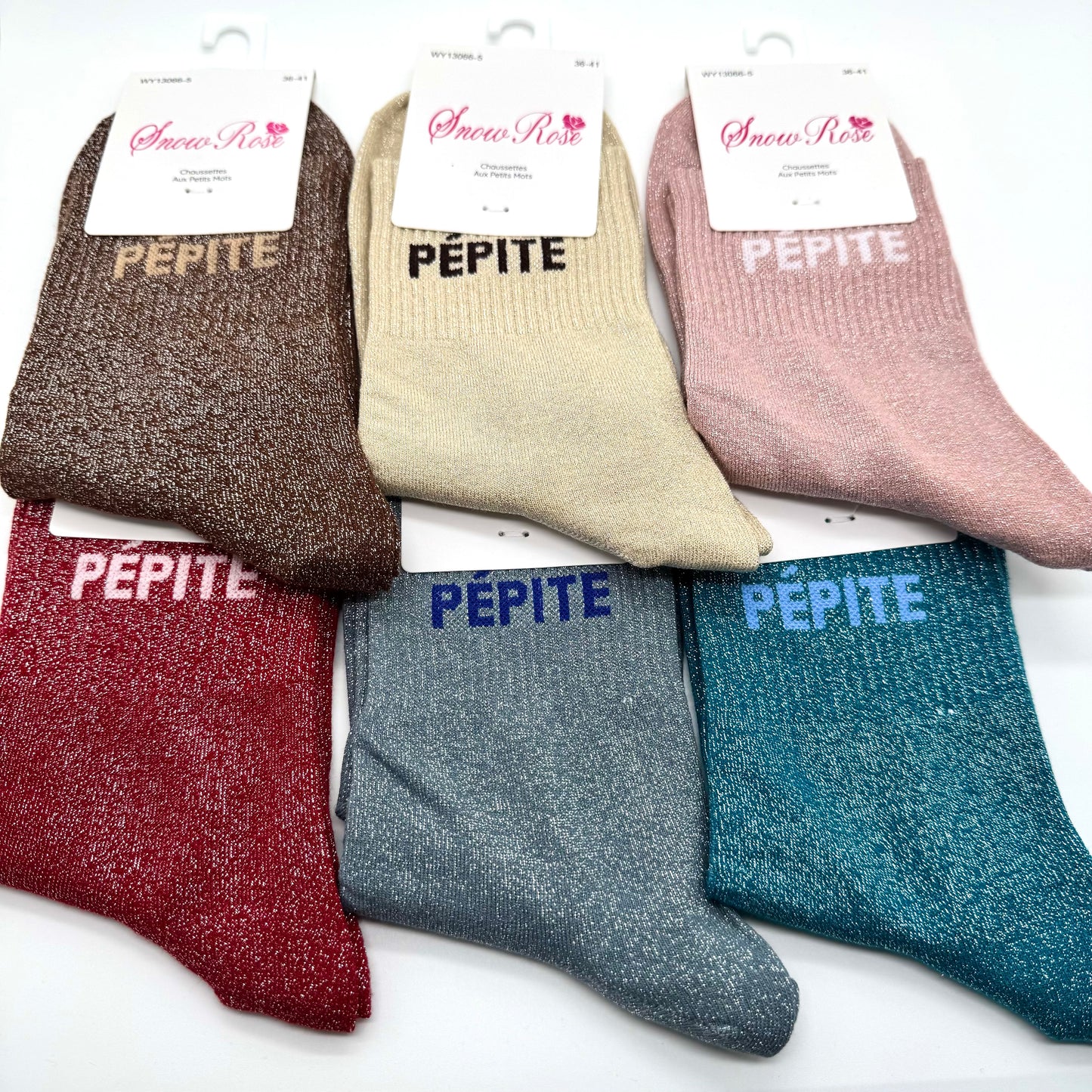 Chaussettes à Paillettes à Message " Pépite "