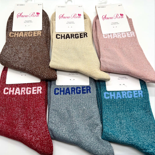 Chaussettes à Paillettes à Message " Charger "