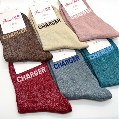 Chaussettes à Paillettes à Message " Charger "