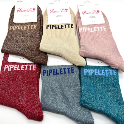 Chaussettes à Paillettes à Message " Pipelette "