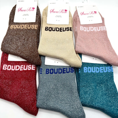 Chaussettes à Paillettes à Message " Boudeuse "