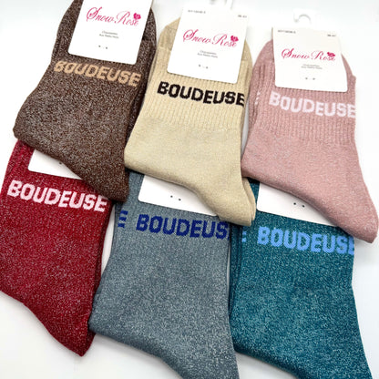 Chaussettes à Paillettes à Message " Boudeuse "