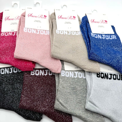 Chaussettes à Paillettes à Message " Bonjour "