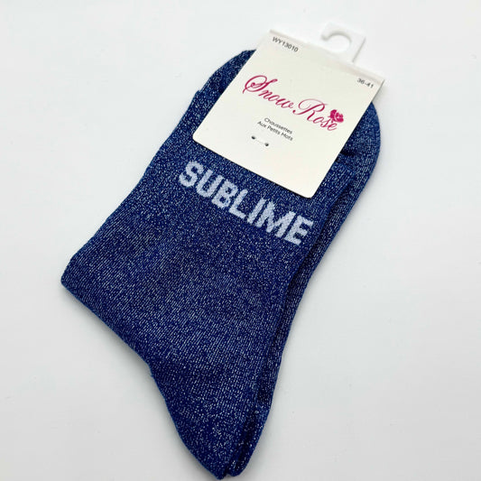 Chaussettes à Paillettes à Message " Sublime "