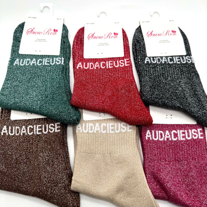 Chaussettes à Paillettes à Message " Audacieuse "