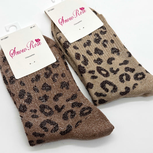 Chaussettes à Paillettes Léopard