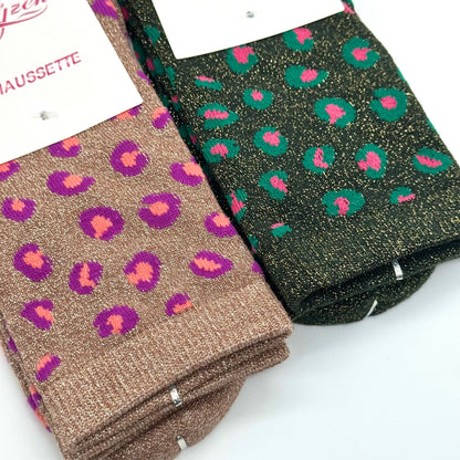 Chaussettes à Paillettes Léopard