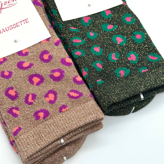 Chaussettes à Paillettes Léopard