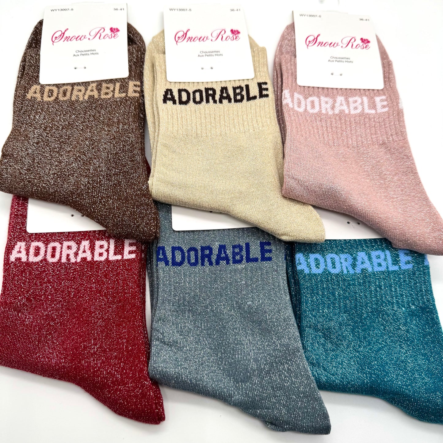 Chaussettes à Paillettes à Message " Adorable "