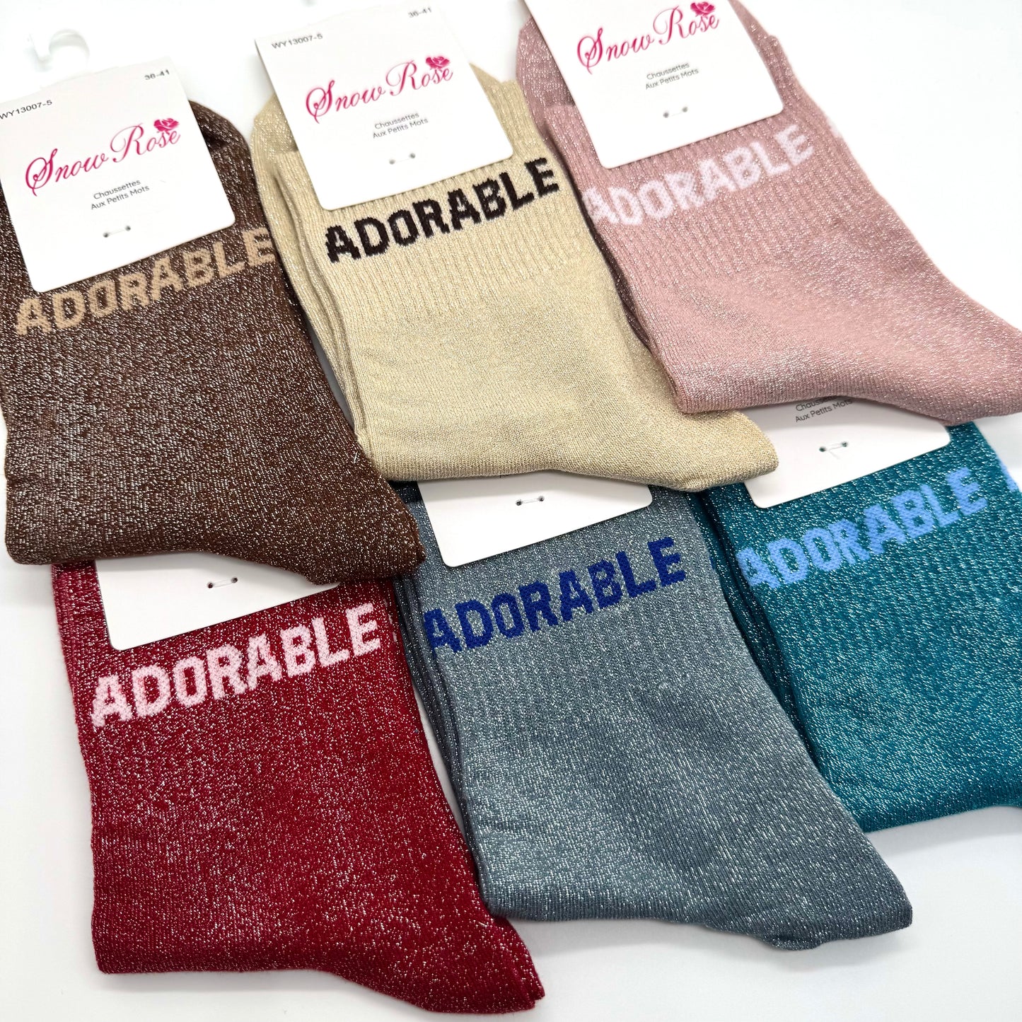 Chaussettes à Paillettes à Message " Adorable "