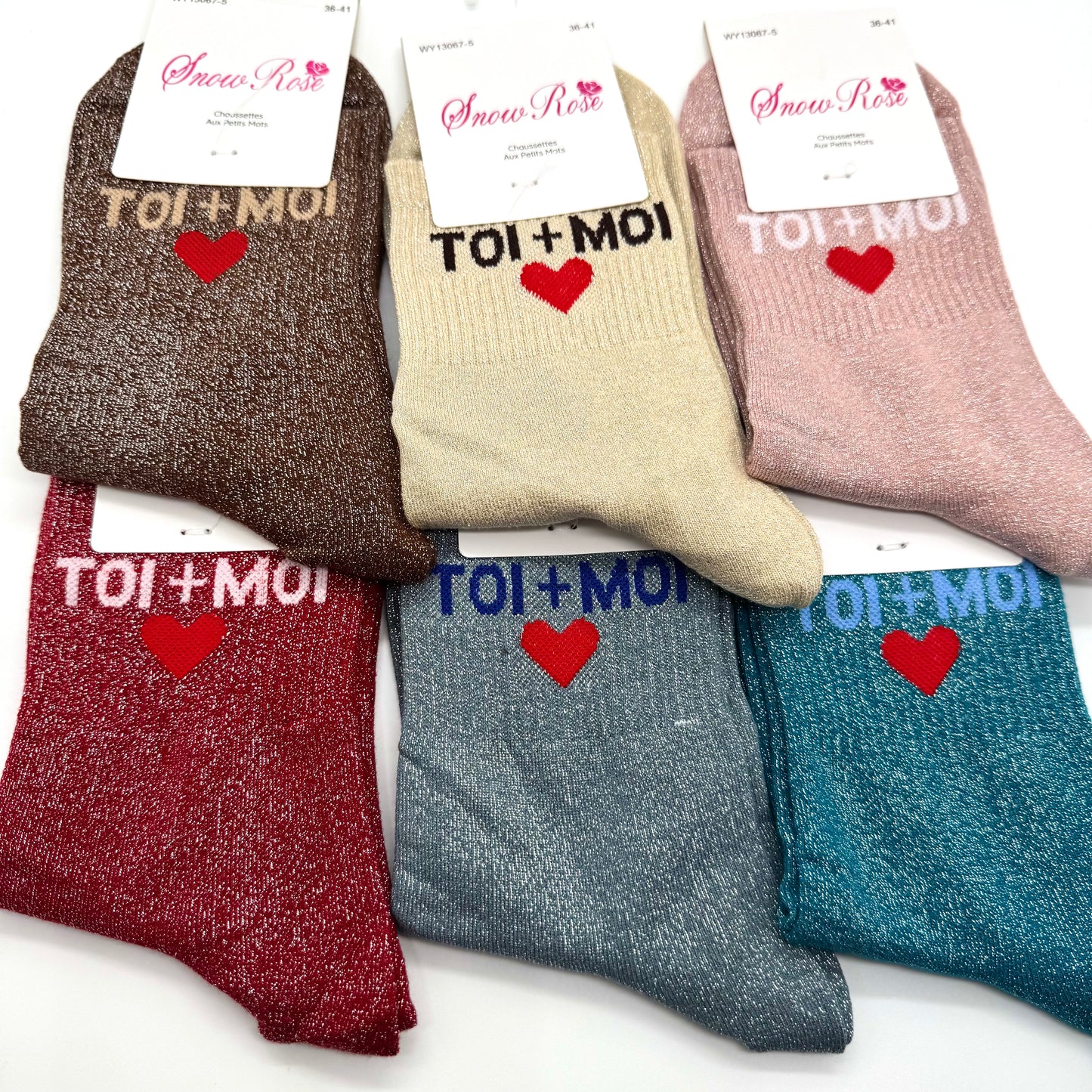 Chaussettes à Paillettes à Message " Toi+Moi ♥️ "