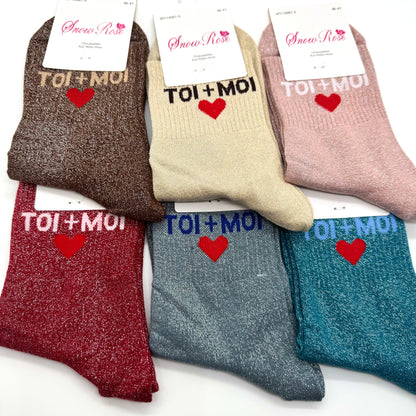 Chaussettes à Paillettes à Message " Toi+Moi ♥️ "