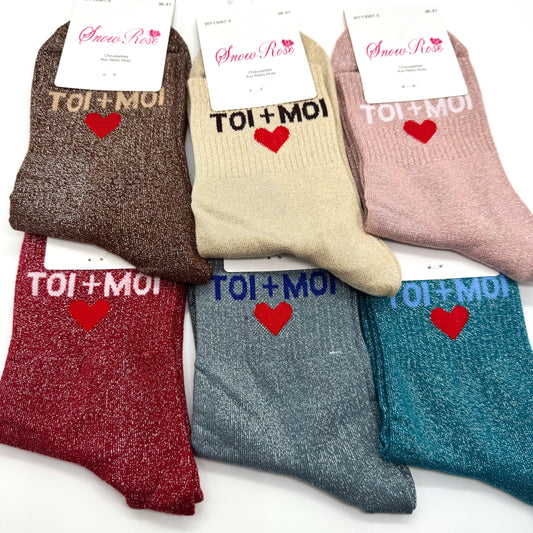 Chaussettes à Paillettes à Message " Toi+Moi ♥️ "