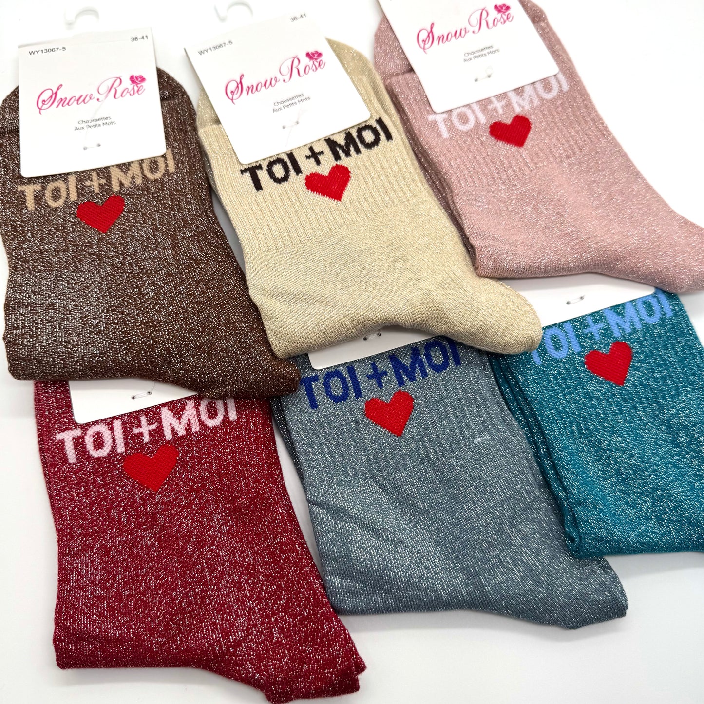 Chaussettes à Paillettes à Message " Toi+Moi ♥️ "