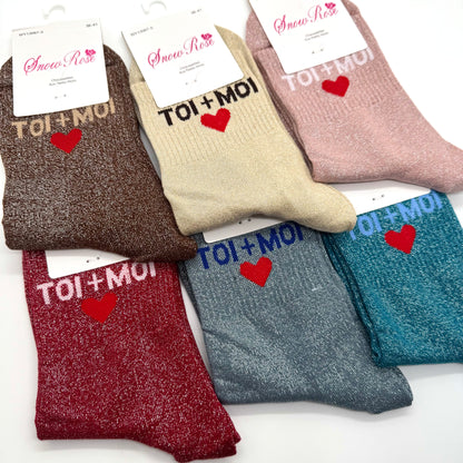 Chaussettes à Paillettes à Message " Toi+Moi ♥️ "