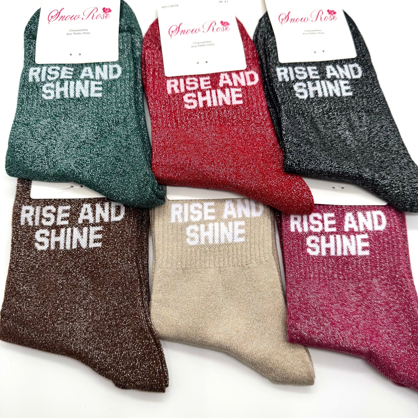 Chaussettes à Paillettes à Message " Rise And Shine "