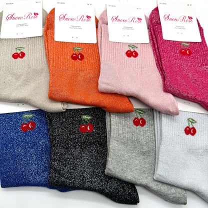Chaussettes à Paillettes à Message Cerise " 🍒 "