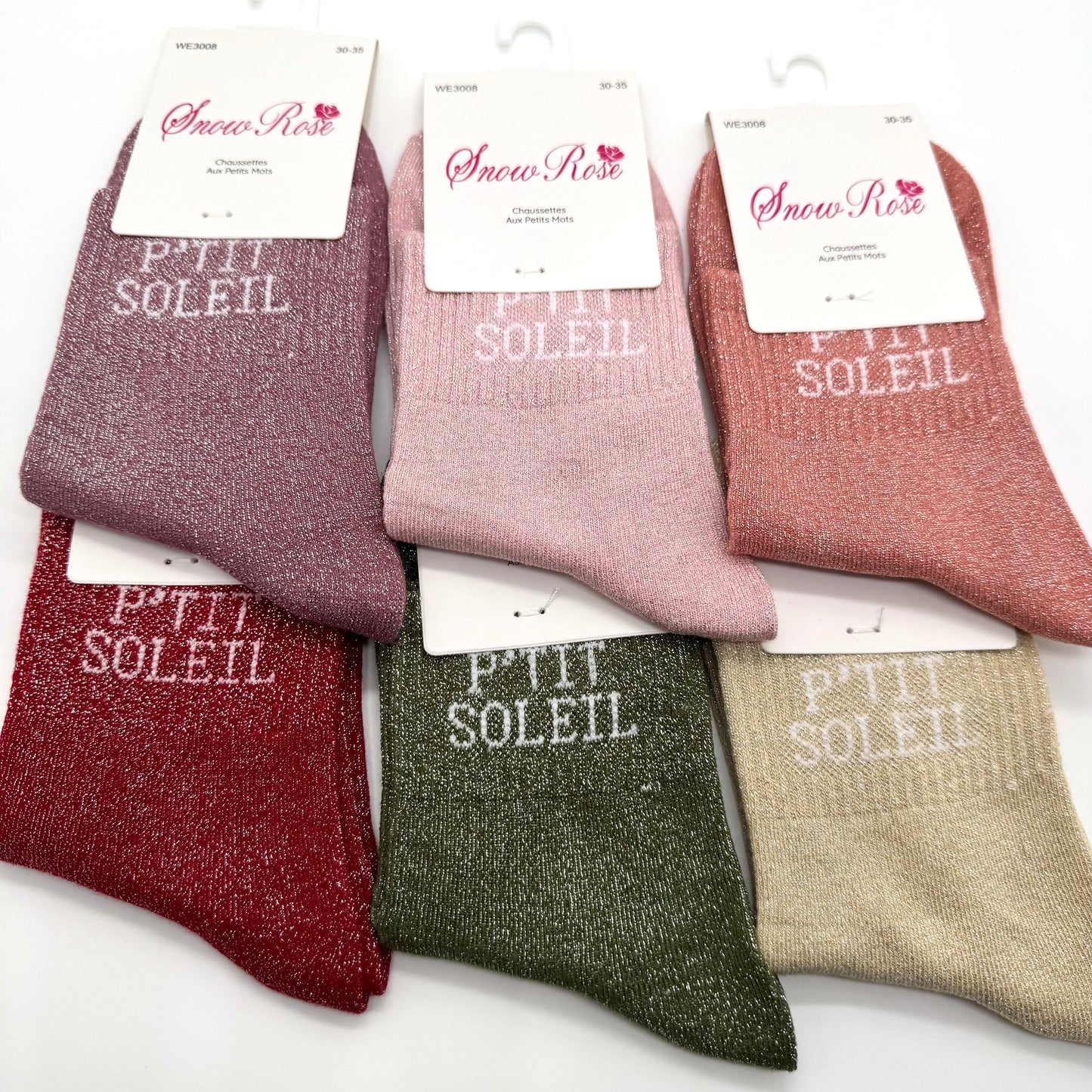 💖 Chaussettes ENFANT à Paillettes à Message " P'tit Soleil "