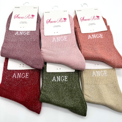 💖 Chaussettes ENFANT à Paillettes à Message " Ange "