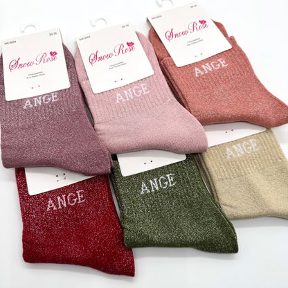💖 Chaussettes ENFANT à Paillettes à Message " Ange "