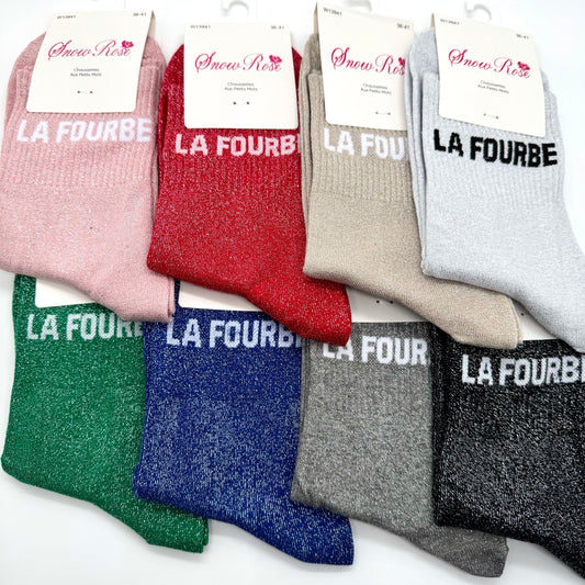 Chaussettes à Paillettes à Message "La Fourbe "