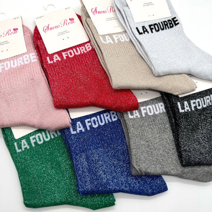 Chaussettes à Paillettes à Message "La Fourbe "