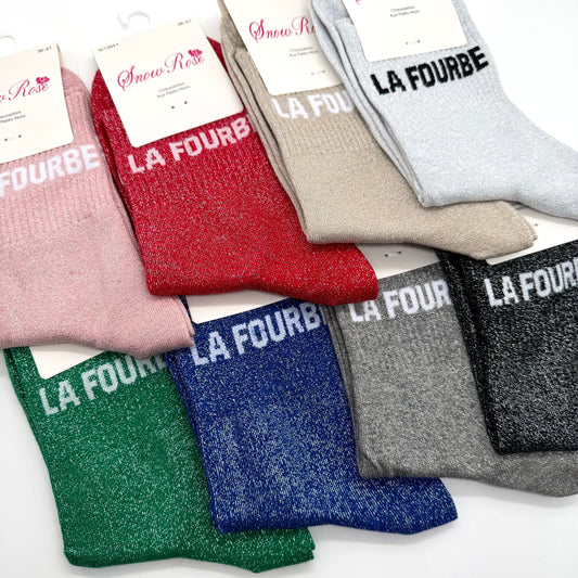Chaussettes à Paillettes à Message "La Fourbe "