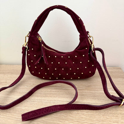 Mini Sac Suédé Clouté – Cuir véritable – Made in Italy