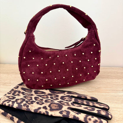 Mini Sac Suédé Clouté – Cuir véritable – Made in Italy