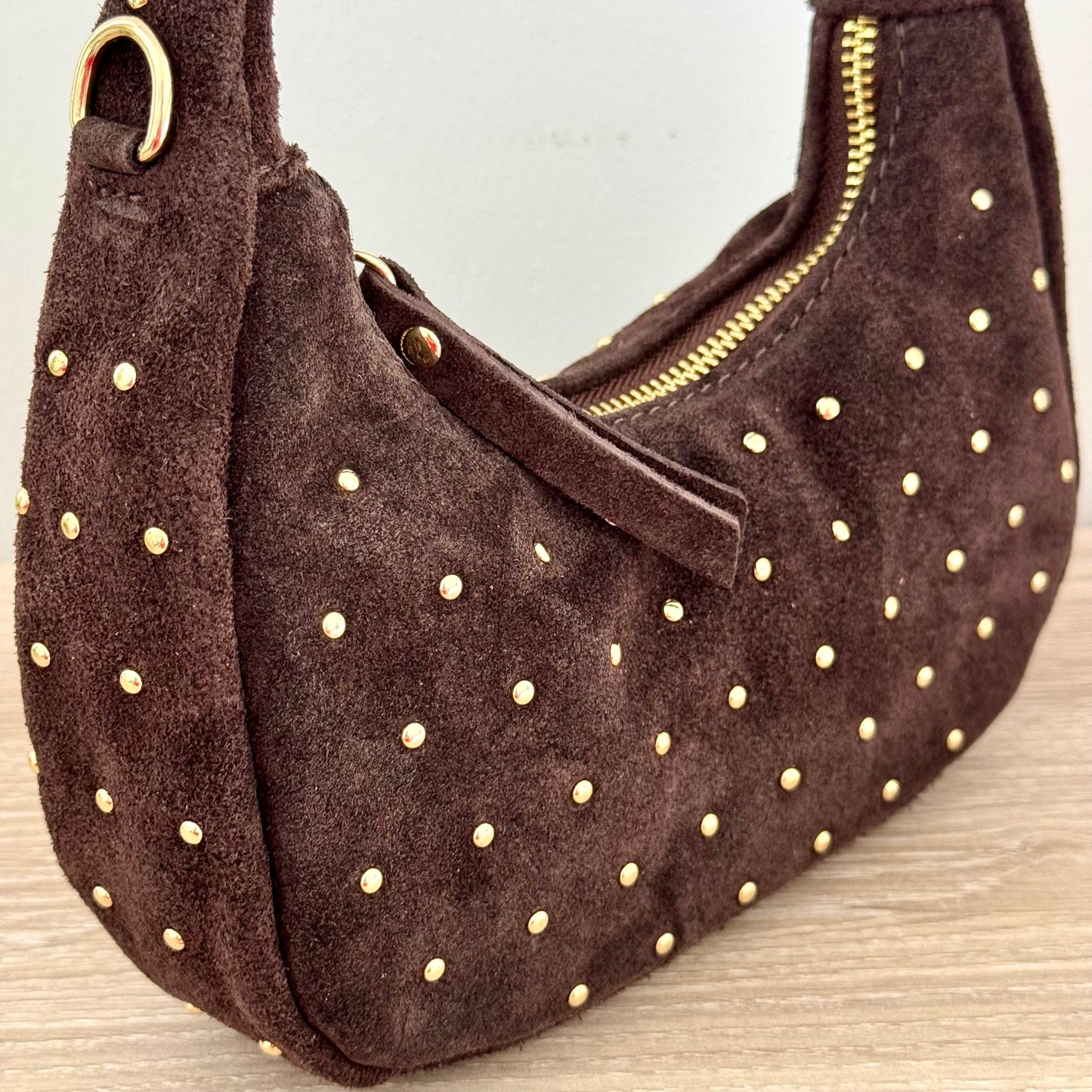 Mini Sac Suédé Clouté – Cuir véritable – Made in Italy