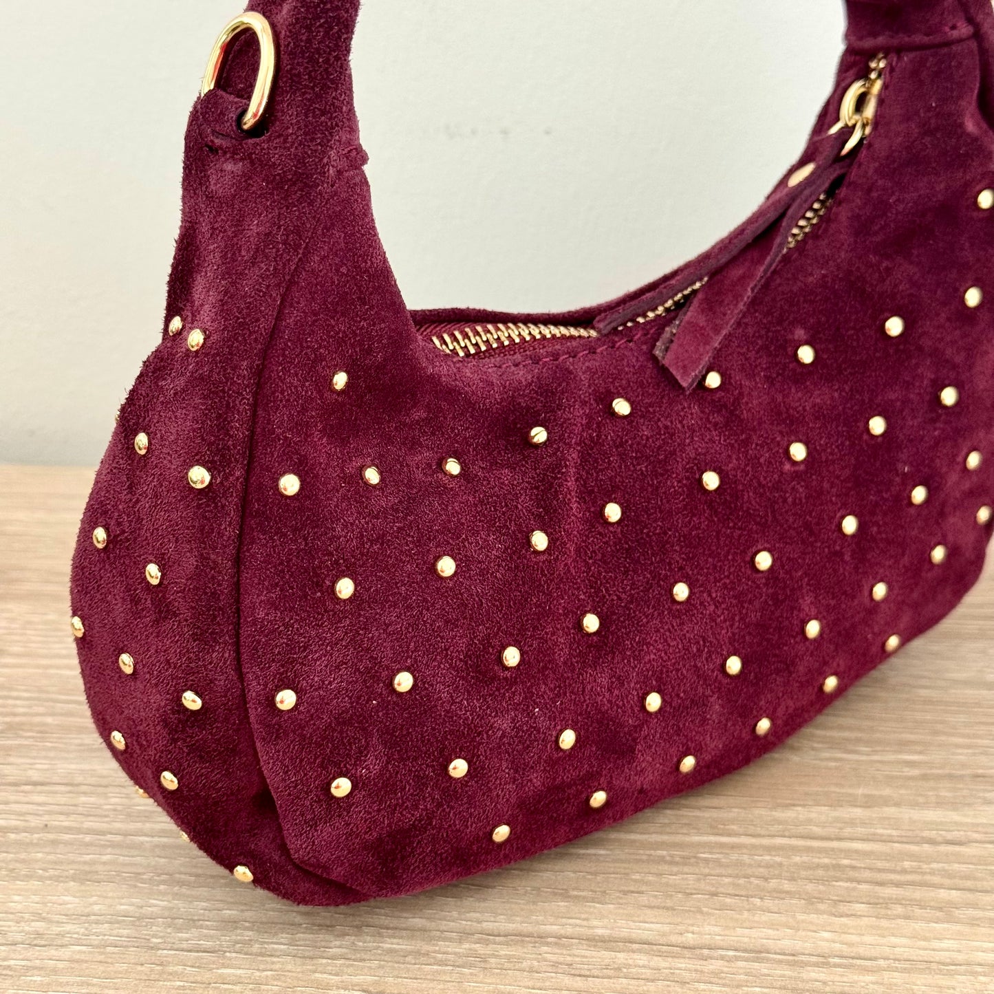 Mini Sac Suédé Clouté – Cuir véritable – Made in Italy