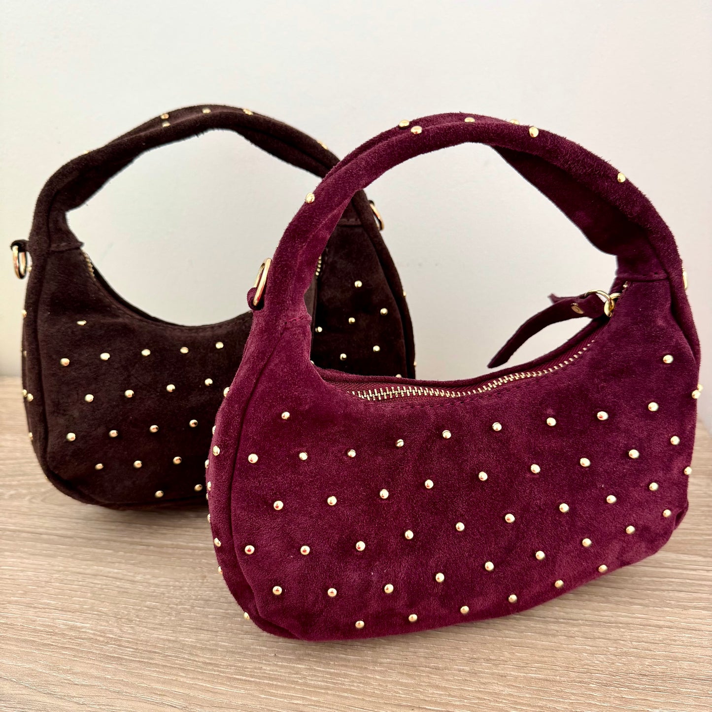 Mini Sac Suédé Clouté – Cuir véritable – Made in Italy