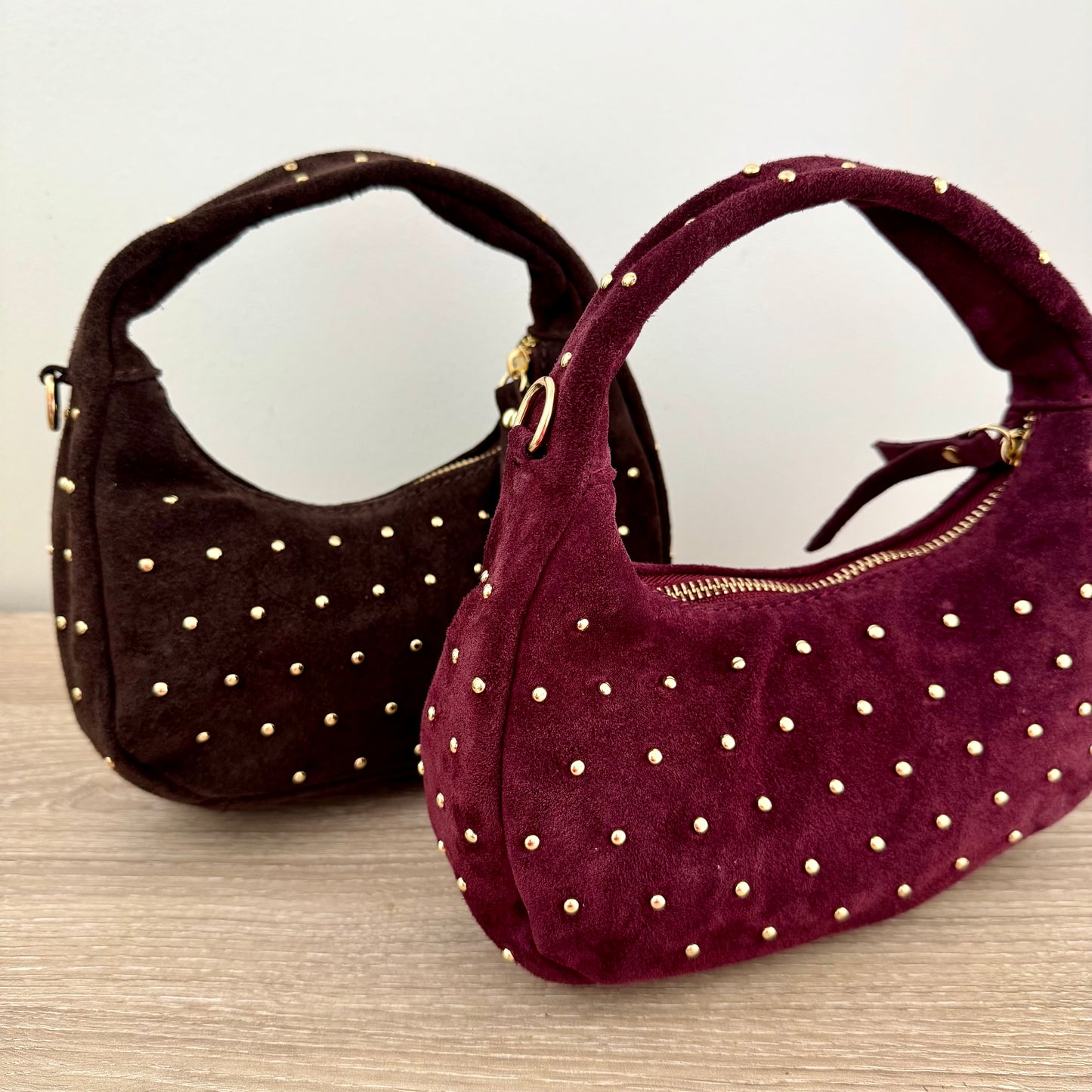 Mini Sac Suédé Clouté – Cuir véritable – Made in Italy