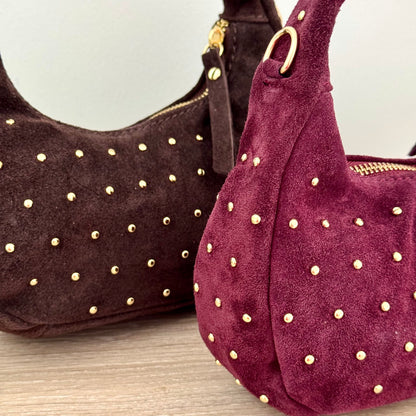 Mini Sac Suédé Clouté – Cuir véritable – Made in Italy