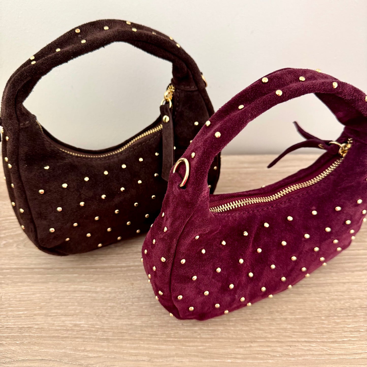 Mini Sac Suédé Clouté – Cuir véritable – Made in Italy