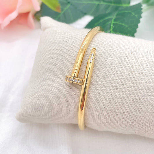 Bracelet jonc Clou strass doré