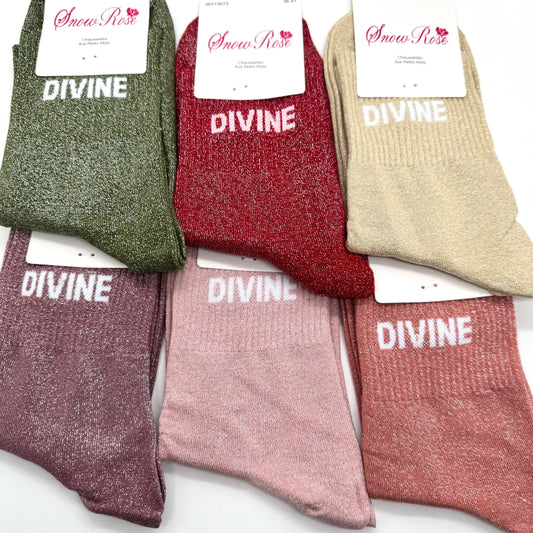 Chaussettes à Paillettes à Message " Divine "