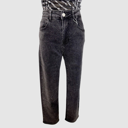 Jean gris strass