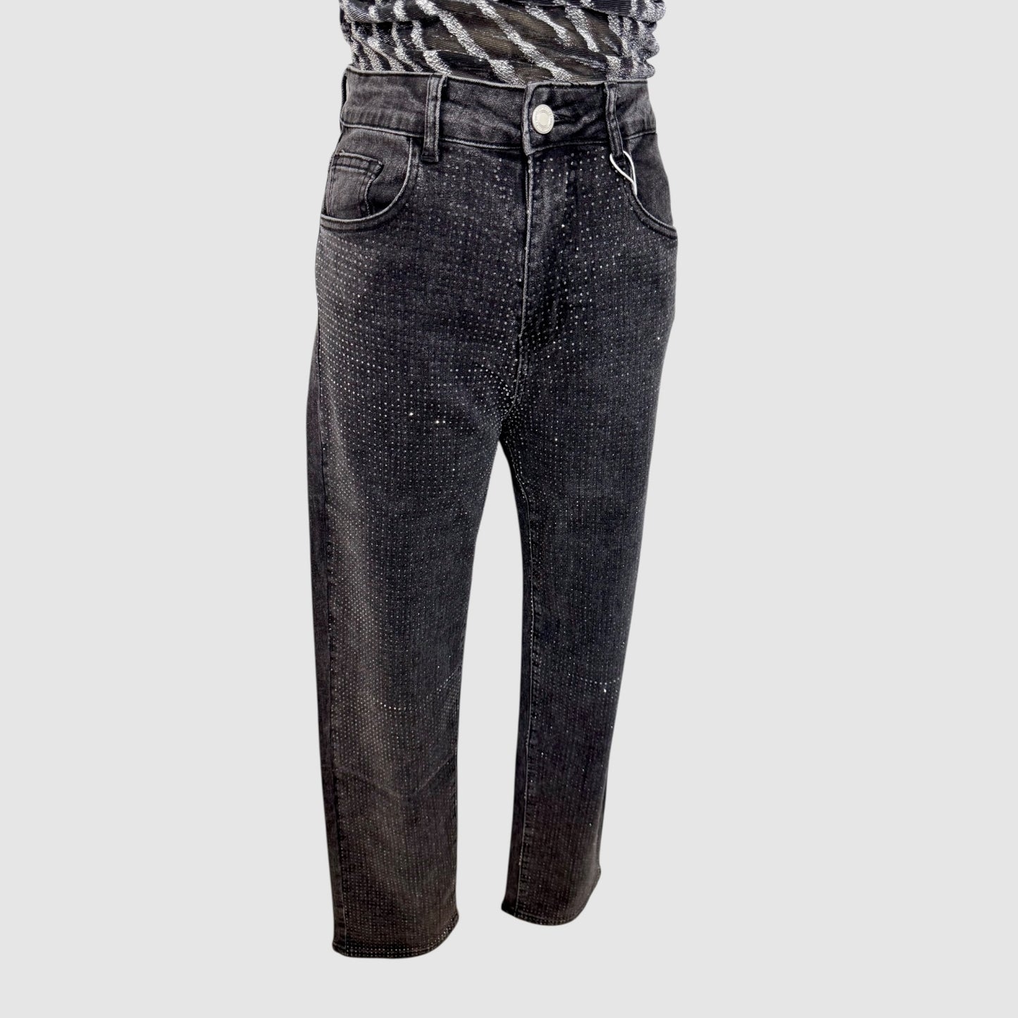 Jean gris strass