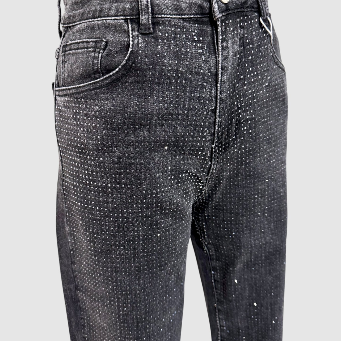 Jean gris strass
