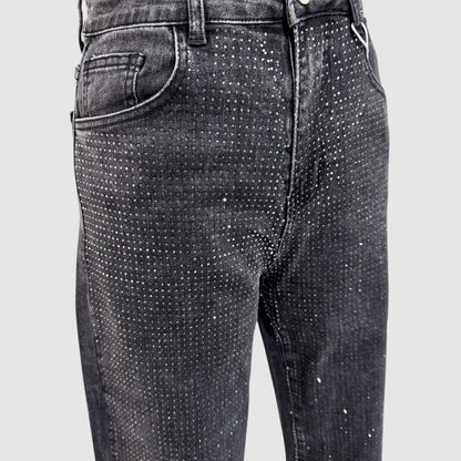 Jean gris strass