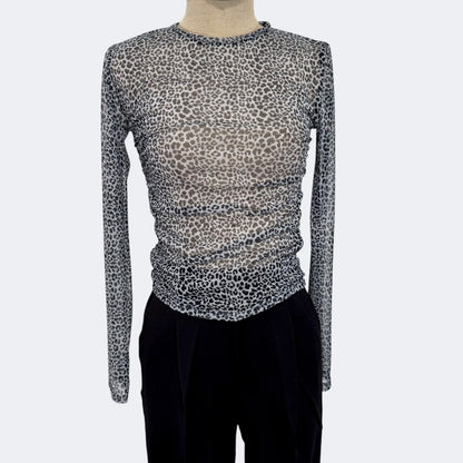 Top manches longues léopard gris