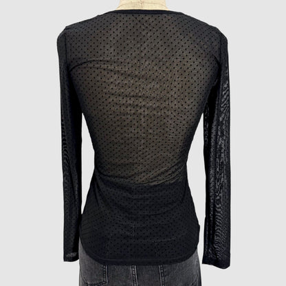 Top manches longues pois noir