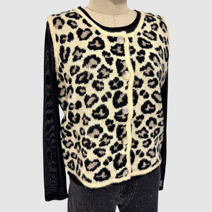 Gilet maille motif léopard sans manches