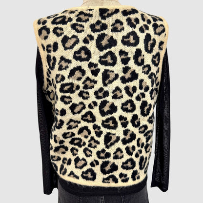 Gilet maille motif léopard sans manches