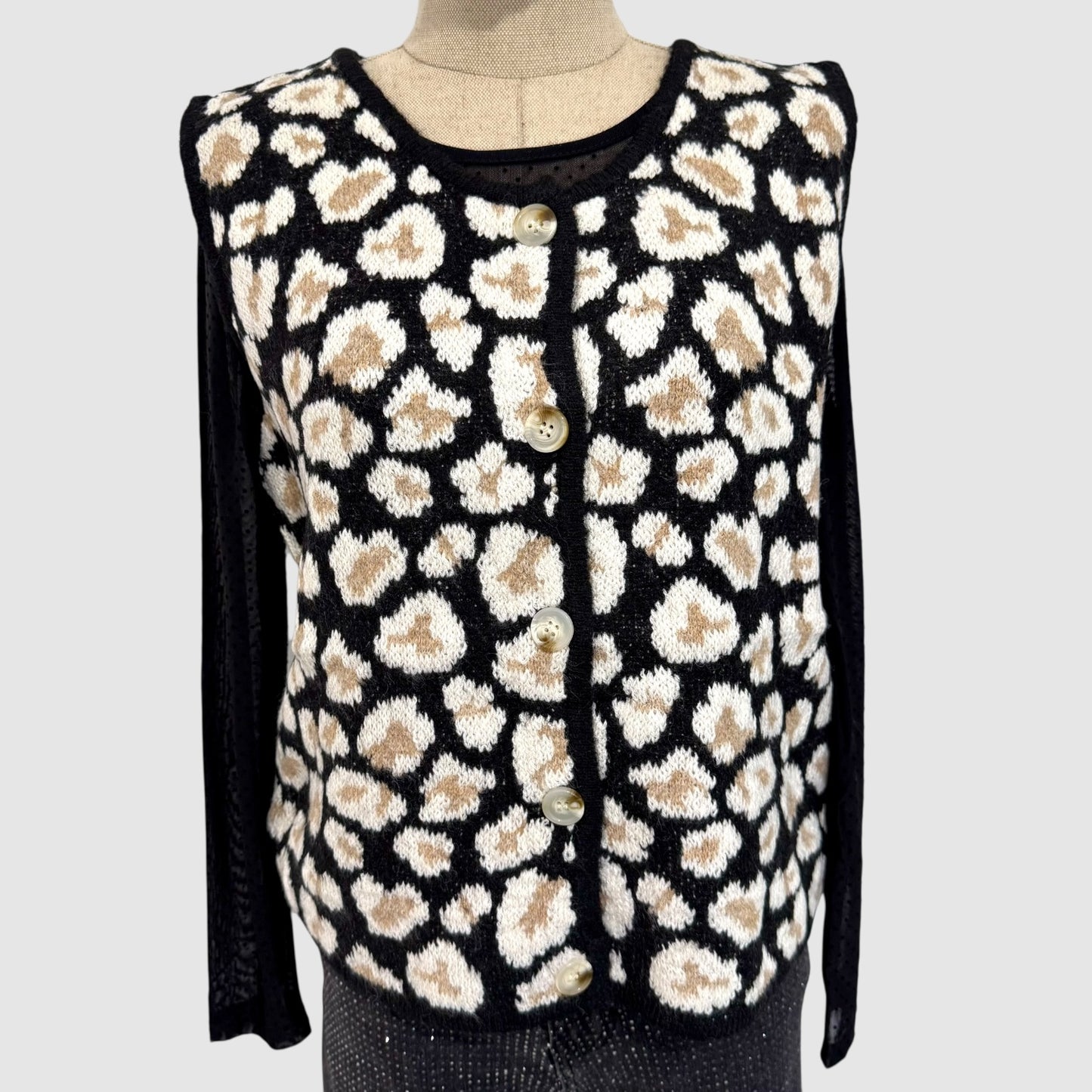 Gilet maille motif léopard sans manches