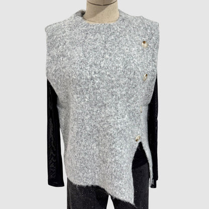 Pull sans manches boutons