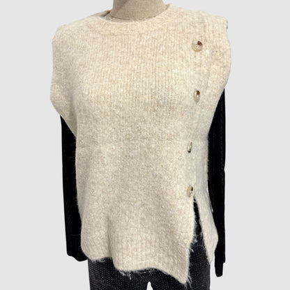 Pull sans manches boutons