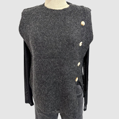 Pull sans manches boutons