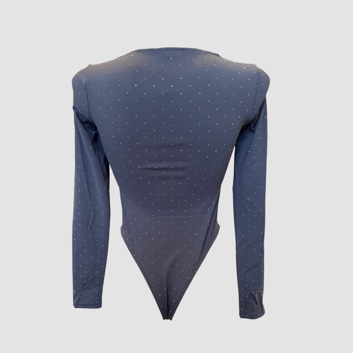 Body strass échancré – manches longues, coques intégrées (3 couleurs)